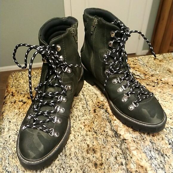 STEVE MADDEN GEIGER LACE UP COMBAT BOOTS SIZE 8.5 M Olive - Picture 2 of 13